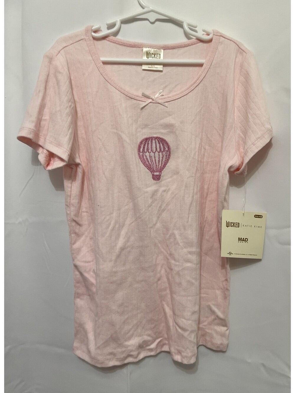 NWT Wicked × Katie Kime Girls XL 14 Pink Toile Bow Poplin Pants & Shirt Set